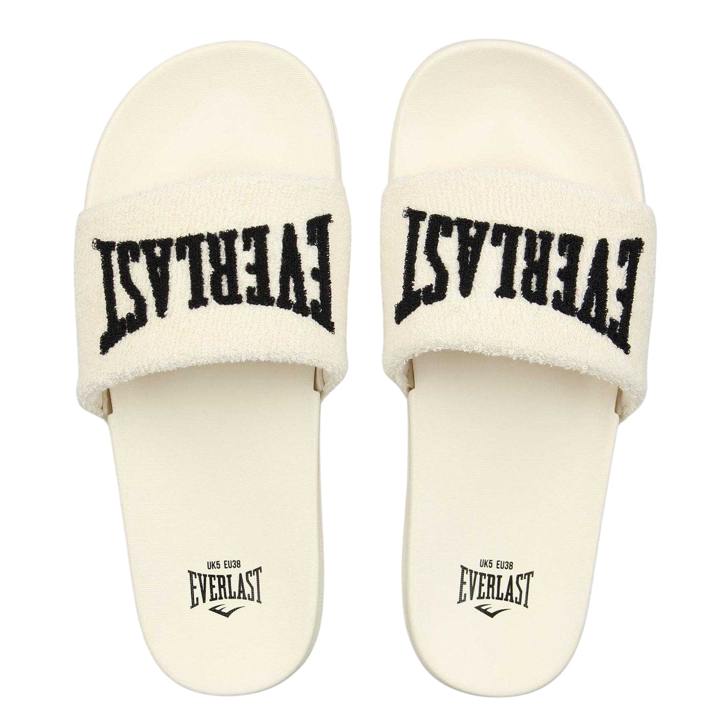 Beige-Black - Side - Everlast Womens-Ladies Logo Sliders