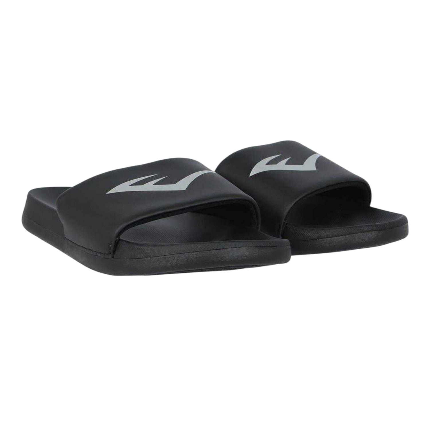 Black-Silver - Pack Shot - Everlast Womens-Ladies Logo Sliders