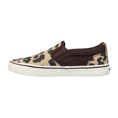 Brown - Back - SoulCal Womens-Ladies Leopard Print Canvas Slip-on Trainers