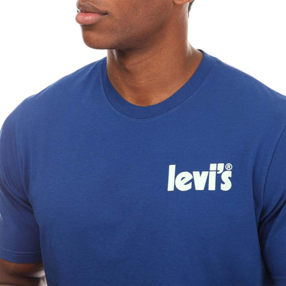 Dark Blue - Side - Levis Mens Logo Crew Neck Relaxed Fit T-Shirt