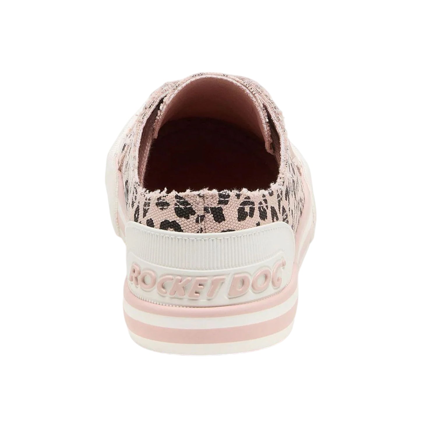 Pink - Back - Rocket Dog Womens-Ladies Jazzin Leopard Print Canvas Flat Trainers