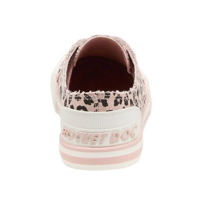 Pink - Back - Rocket Dog Womens-Ladies Jazzin Leopard Print Canvas Flat Trainers
