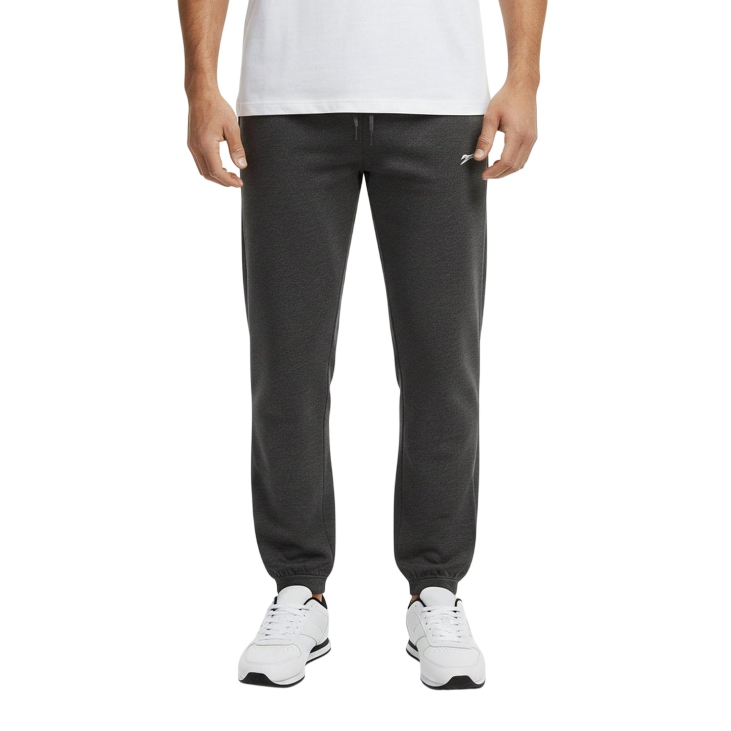 Charcoal Marl Marl - Side - Slazenger Mens Fleece Cuffed Jogging Bottoms