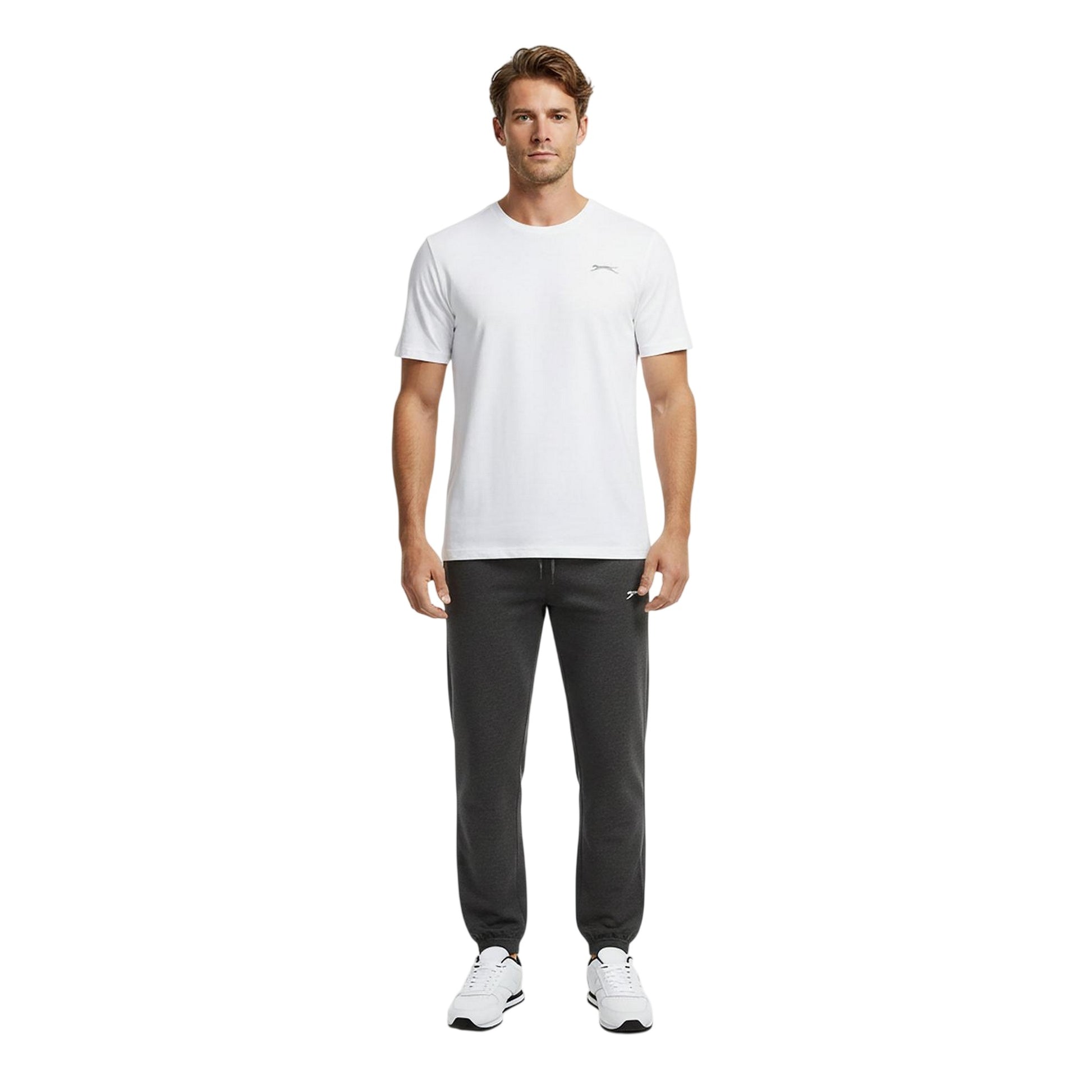 Charcoal Marl Marl - Lifestyle - Slazenger Mens Fleece Cuffed Jogging Bottoms