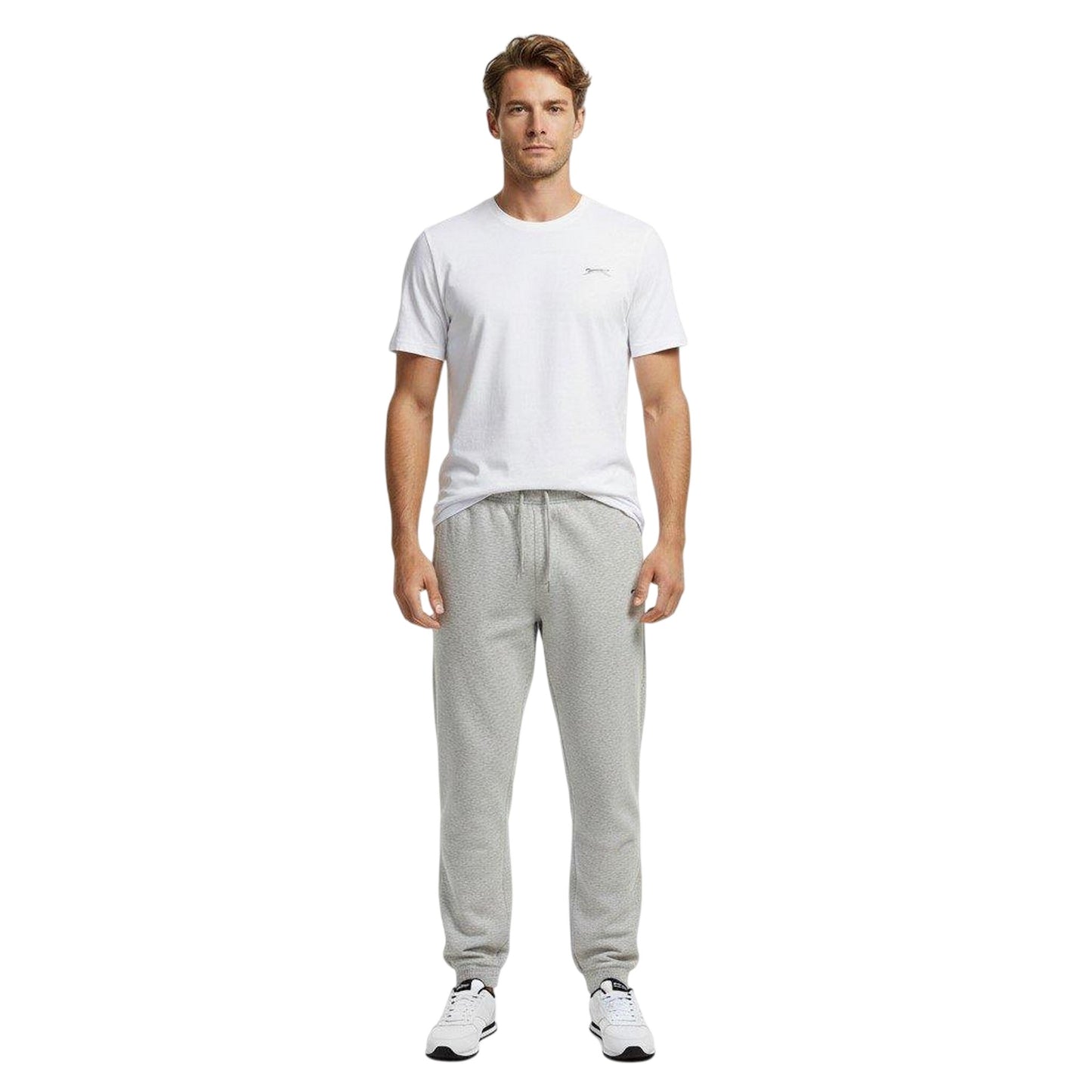 Grey Marl - Lifestyle - Slazenger Mens Fleece Cuffed Jogging Bottoms