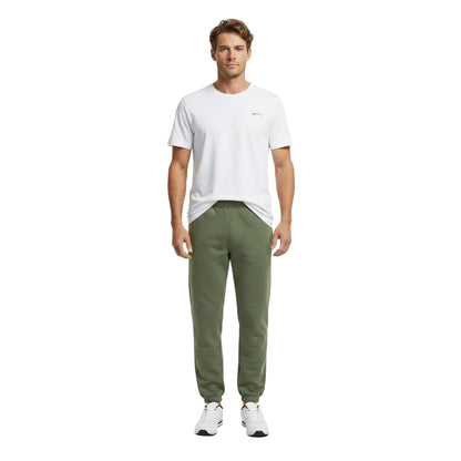 Khaki Green - Lifestyle - Slazenger Mens Fleece Cuffed Jogging Bottoms