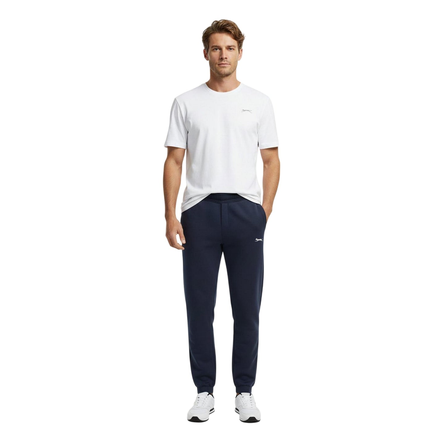 Navy - Lifestyle - Slazenger Mens Fleece Cuffed Jogging Bottoms