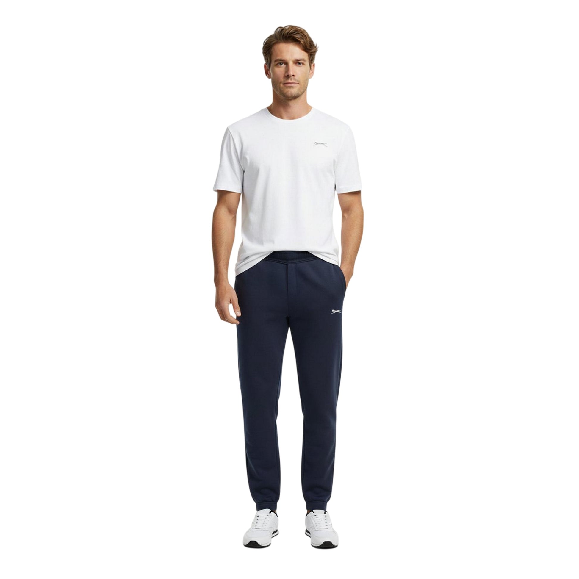 Navy - Lifestyle - Slazenger Mens Fleece Cuffed Jogging Bottoms