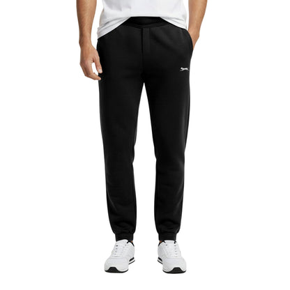 Black - Side - Slazenger Mens Fleece Cuffed Jogging Bottoms