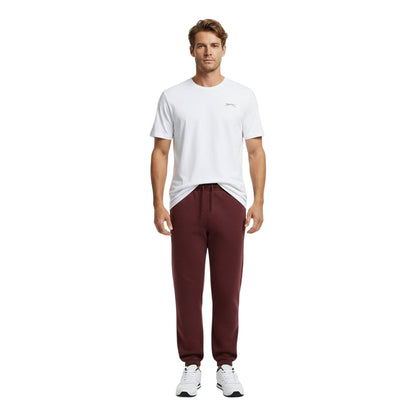Burgundy - Lifestyle - Slazenger Mens Fleece Cuffed Jogging Bottoms