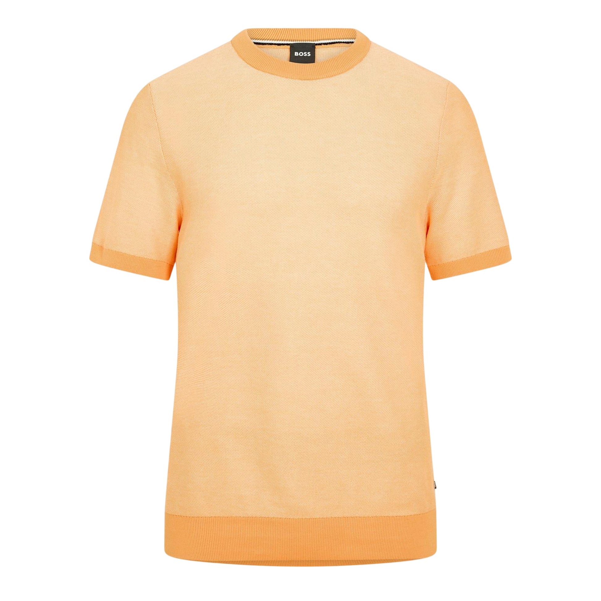 Medium Orange - Front - Boss Mens Tantino Knitted T-Shirt