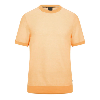 Medium Orange - Front - Boss Mens Tantino Knitted T-Shirt