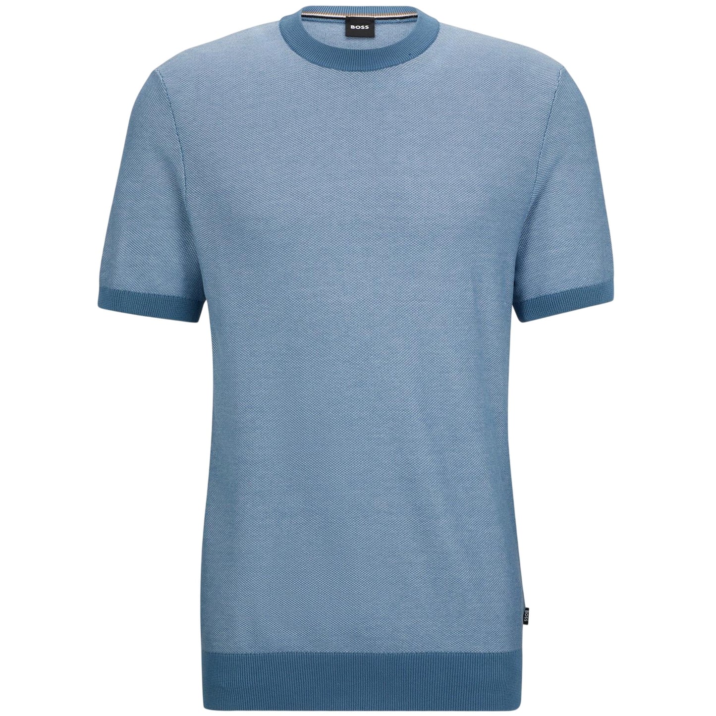 Light Blue - Front - Boss Mens Tantino Knitted T-Shirt