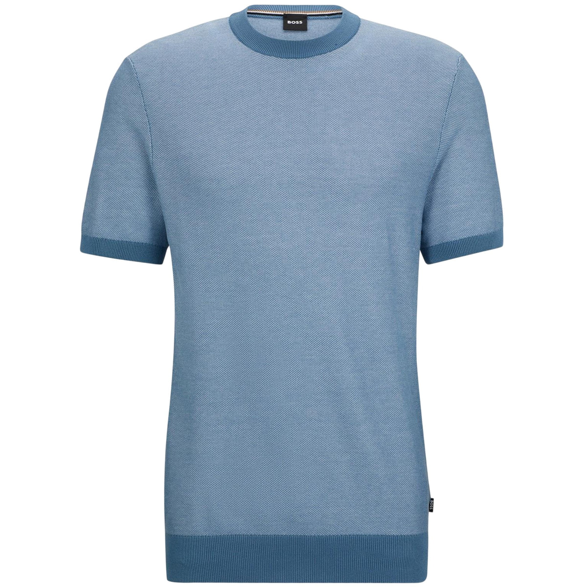 Light Blue - Front - Boss Mens Tantino Knitted T-Shirt