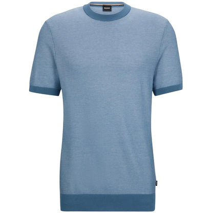 Light Blue - Front - Boss Mens Tantino Knitted T-Shirt