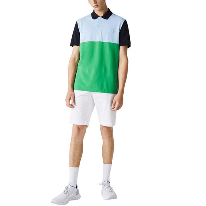 Green-Black-Blue - Side - Lacoste Mens Colour Block Pique Regular Polo Shirt