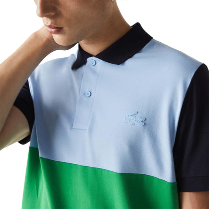 Green-Black-Blue - Lifestyle - Lacoste Mens Colour Block Pique Regular Polo Shirt