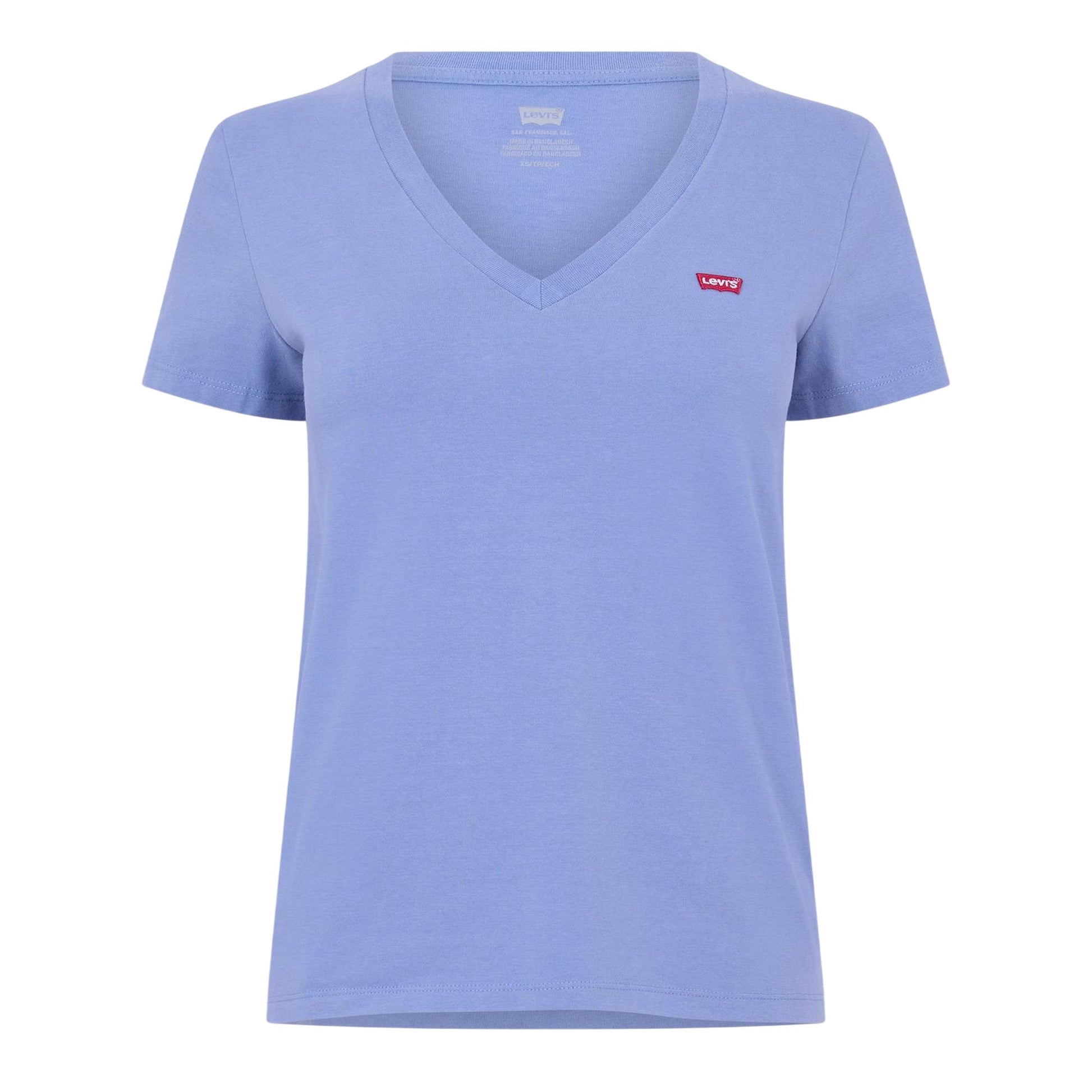 Blue - Front - Levis Womens-Ladies Perfect Logo V Neck T-Shirt