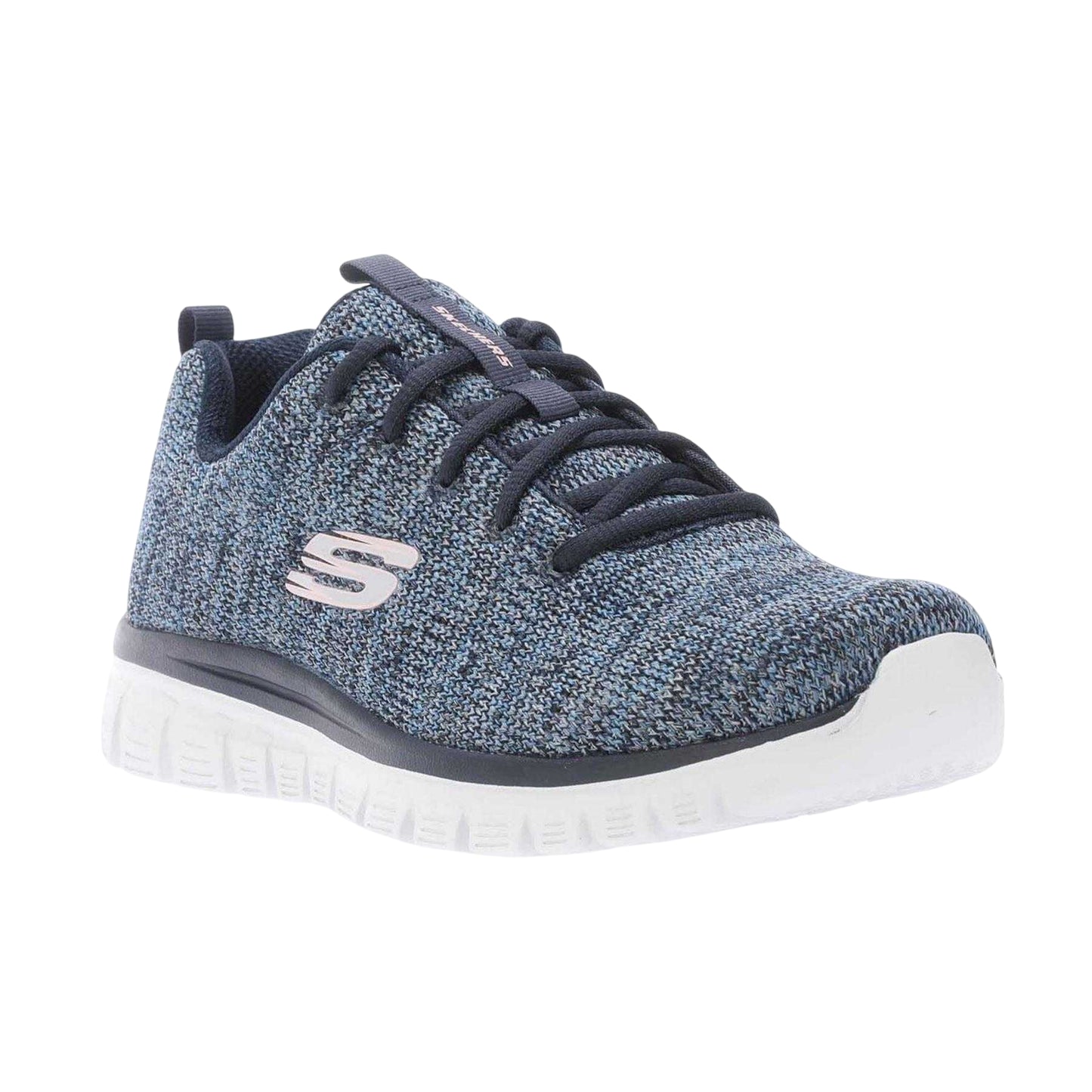 Navy - Side - Skechers Womens-Ladies Graceful Twisted Fortune Trainers
