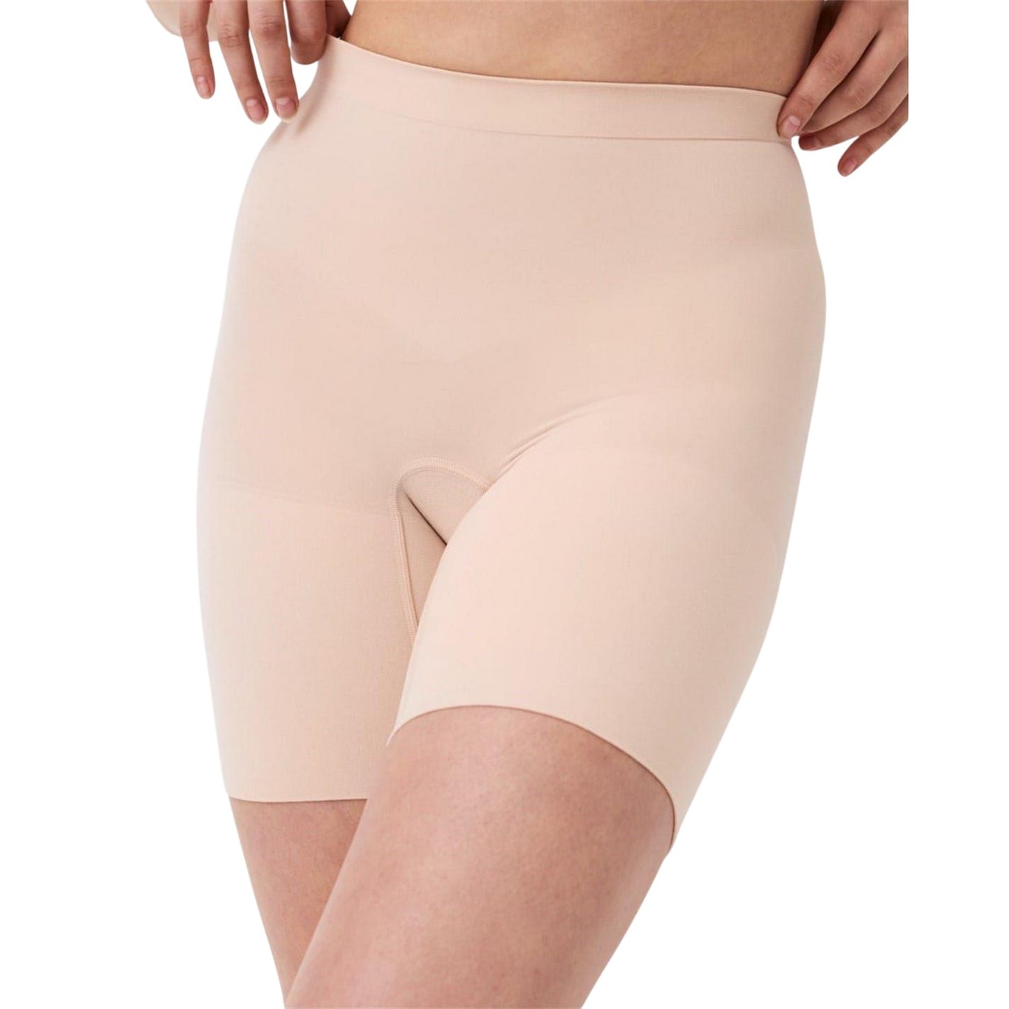 Nude - Side - Spanx Womens-Ladies Nylon Seamless Shaping Shapewear Shorts