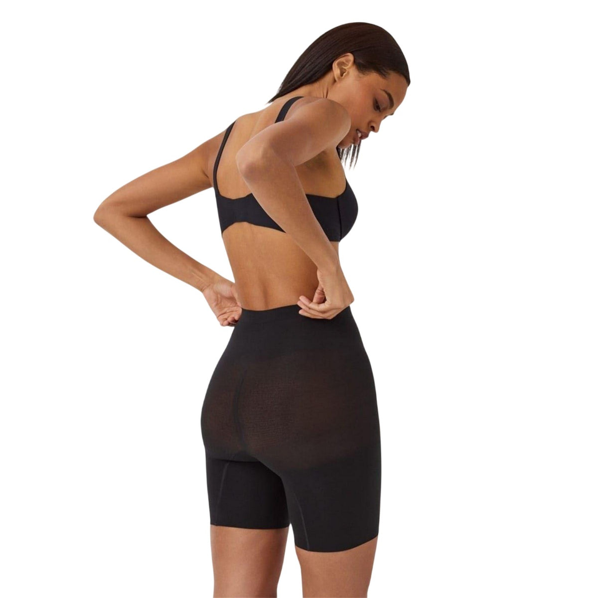 Very Black - Back - Spanx Womens-Ladies Nylon Seamless Shaping Shapewear Shorts