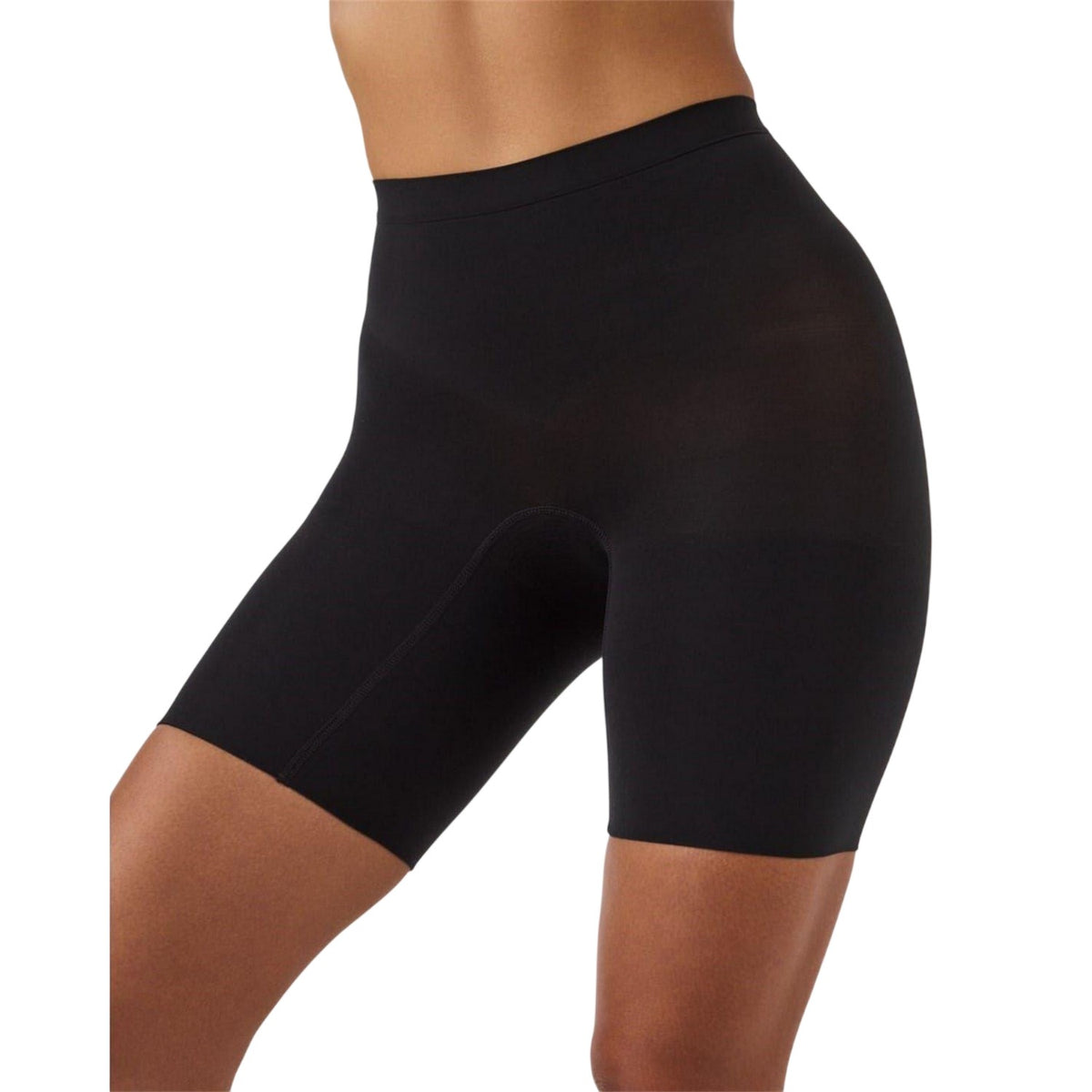 Very Black - Side - Spanx Womens-Ladies Nylon Seamless Shaping Shapewear Shorts