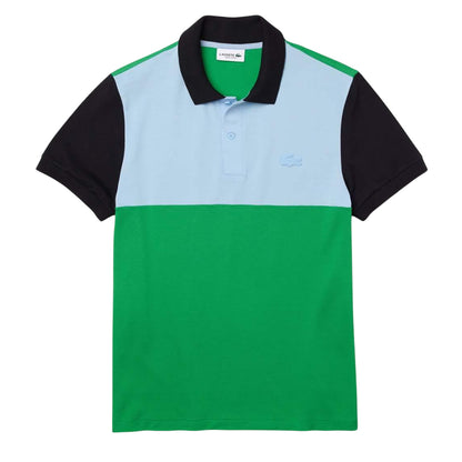 Green-Black-Blue - Front - Lacoste Mens Colour Block Pique Regular Polo Shirt