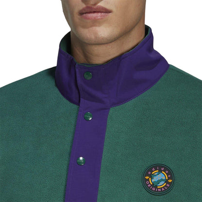Green - Side - Adidas Mens Collared Relaxed Fit Sweatshirt