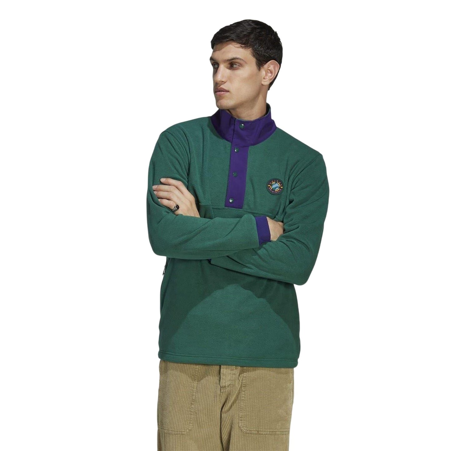 Green - Lifestyle - Adidas Mens Collared Relaxed Fit Sweatshirt
