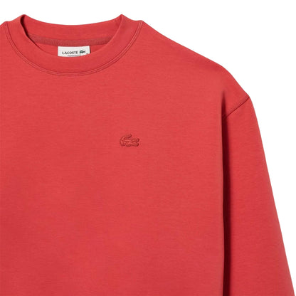 Red - Side - Lacoste Womens-Ladies Embroidered Logo Cotton Blend Oversized Sweatshirt