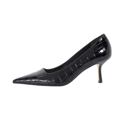 Black - Side - Dune London Womens-Ladies Bexton Crocodile Print Stiletto Heel Court Shoes