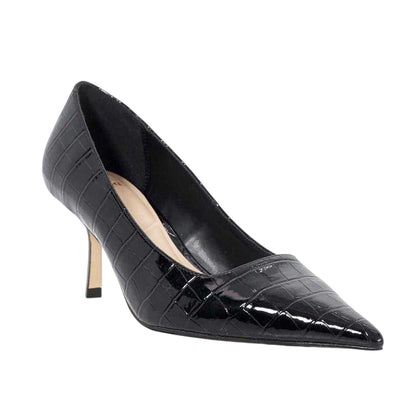Black - Front - Dune London Womens-Ladies Bexton Crocodile Print Stiletto Heel Court Shoes