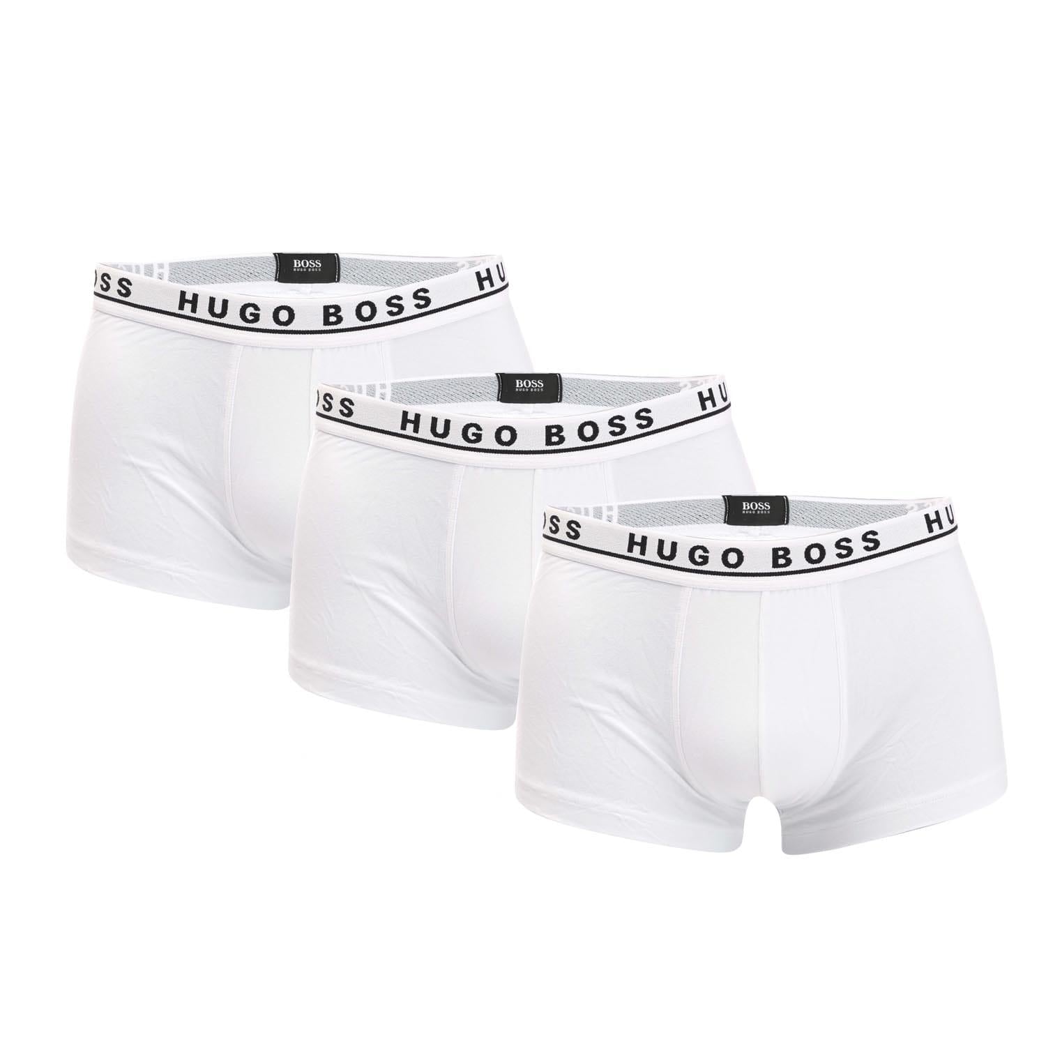 White - Front - Hugo Boss Mens Logo Boxer Shorts (Pack of 3)