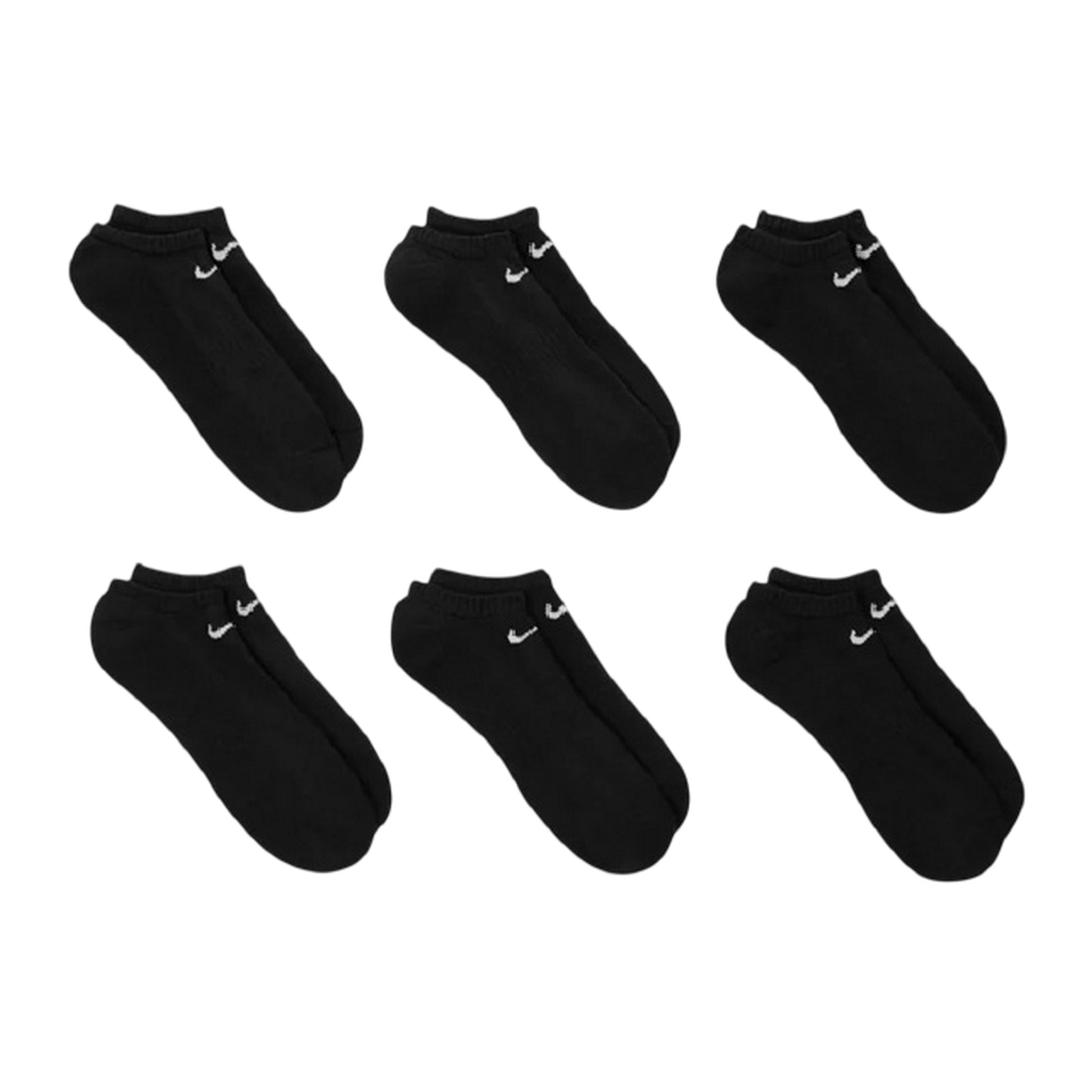 Black-White - Side - Nike Unisex Adult No-Show Socks (Pack of 6)
