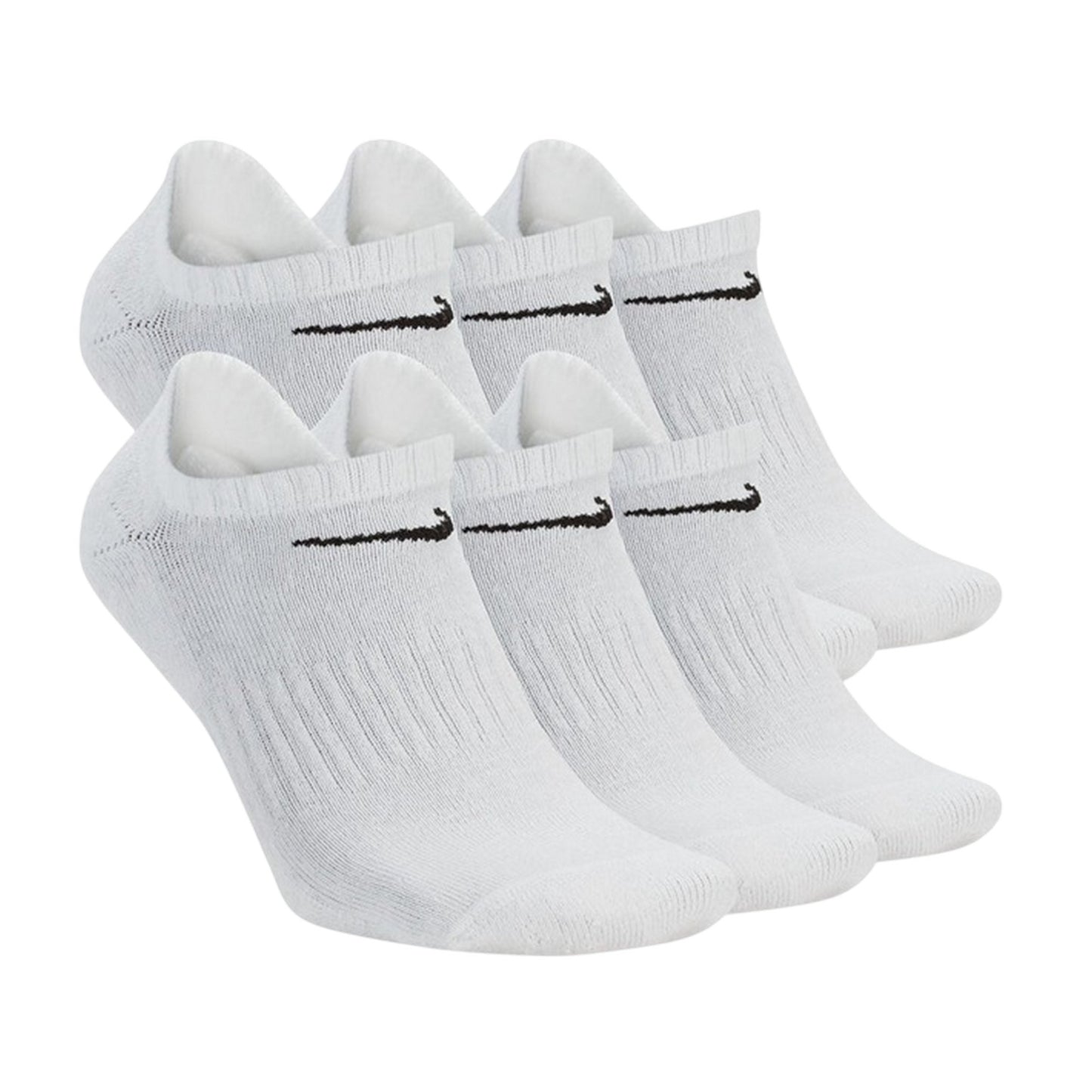 White-Black - Front - Nike Unisex Adult No-Show Socks (Pack of 6)