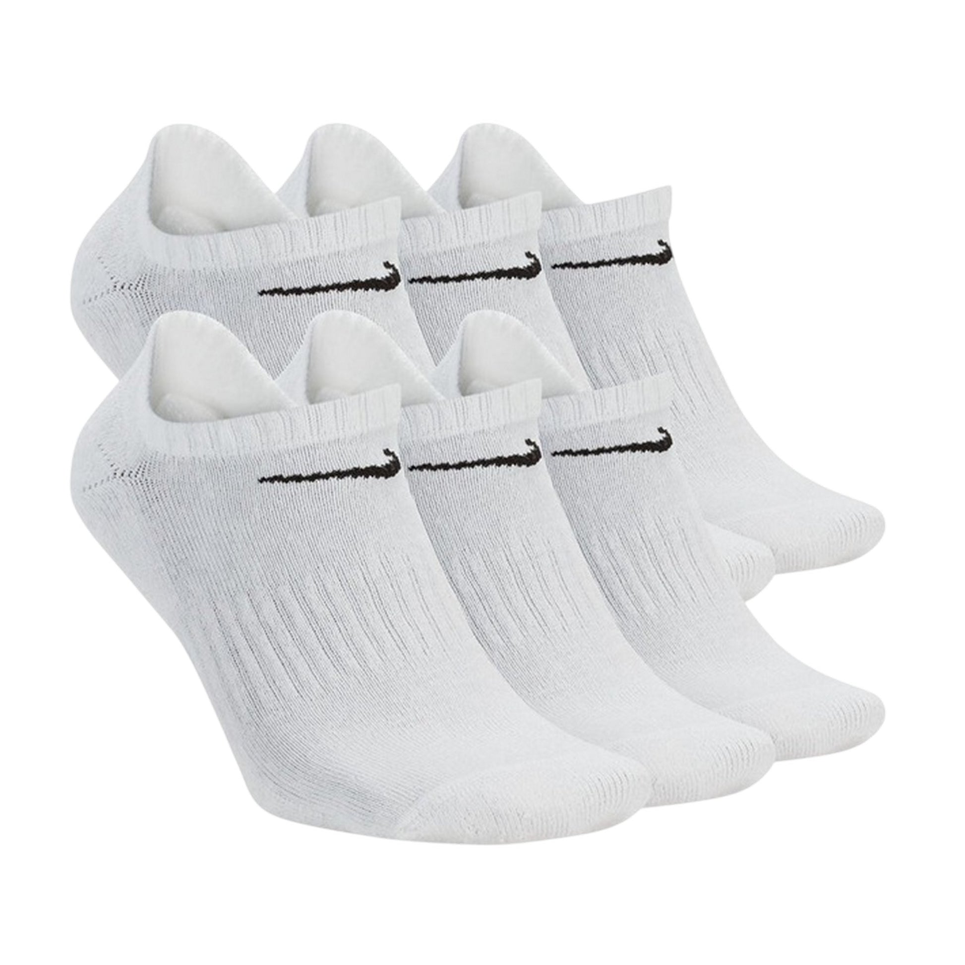 White-Black - Front - Nike Unisex Adult No-Show Socks (Pack of 6)