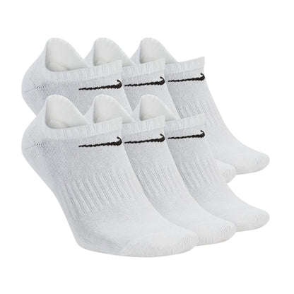 White-Black - Front - Nike Unisex Adult No-Show Socks (Pack of 6)