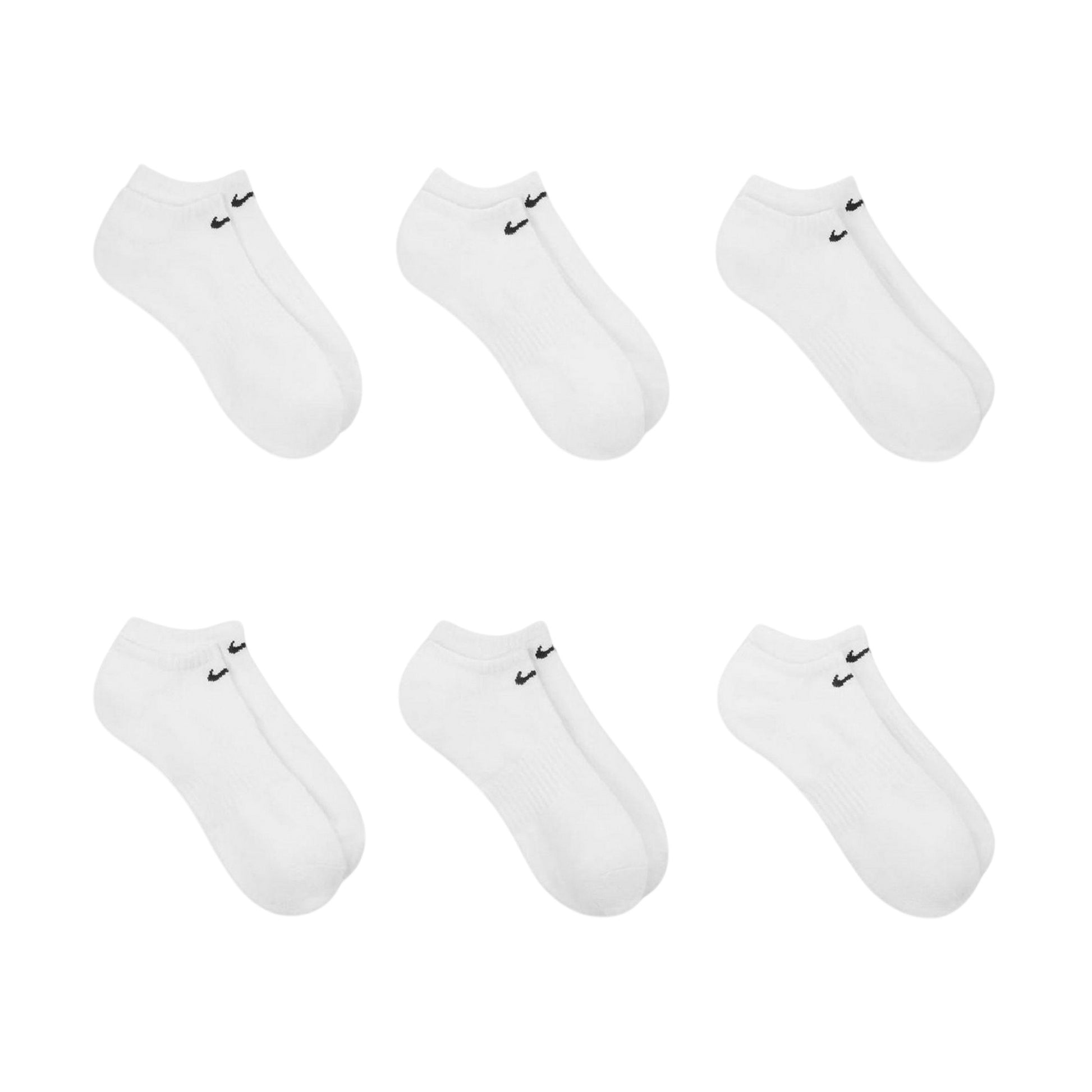White-Black - Side - Nike Unisex Adult No-Show Socks (Pack of 6)