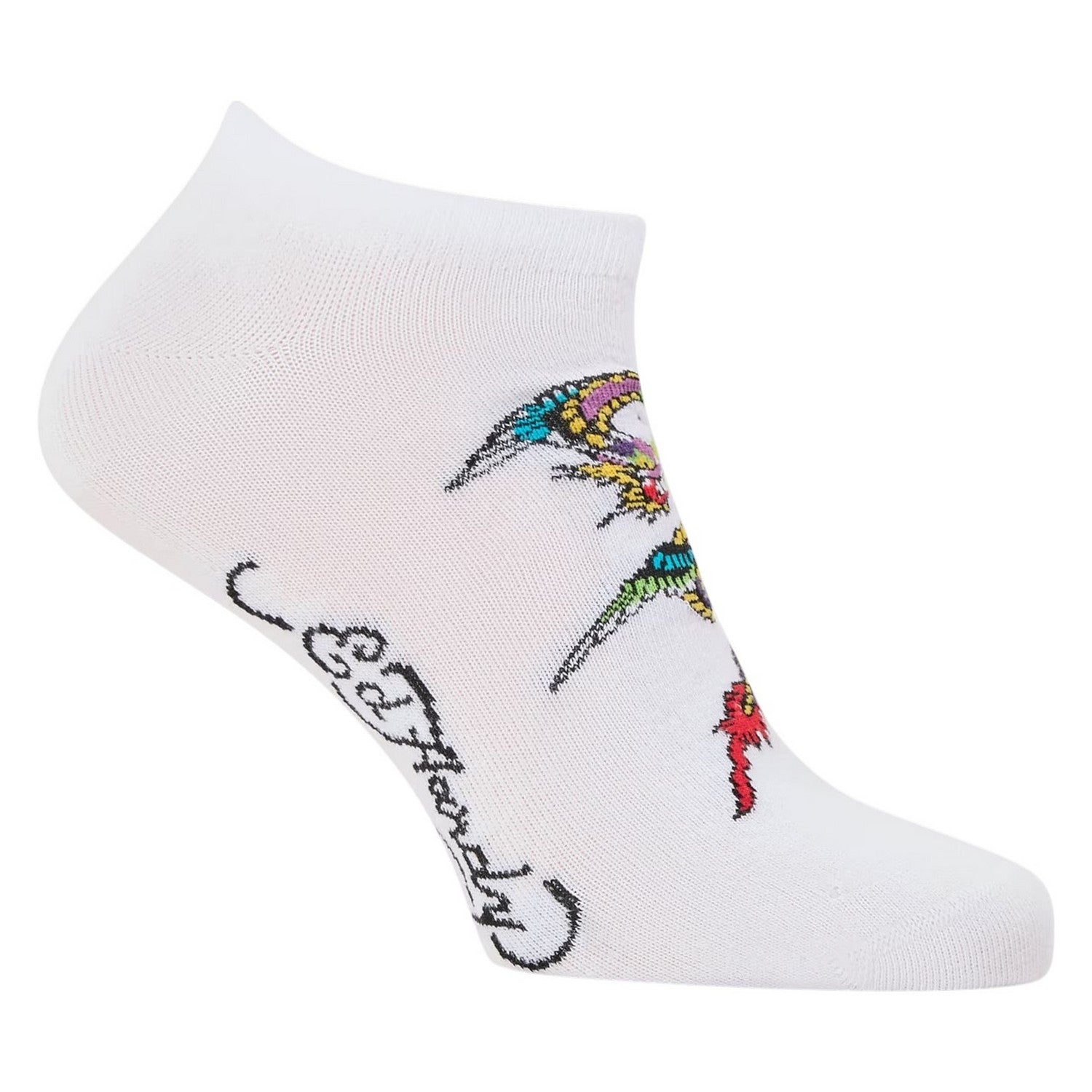 White - Side - Ed Hardy Womens-Ladies Trainer Socks (Pack of 3)