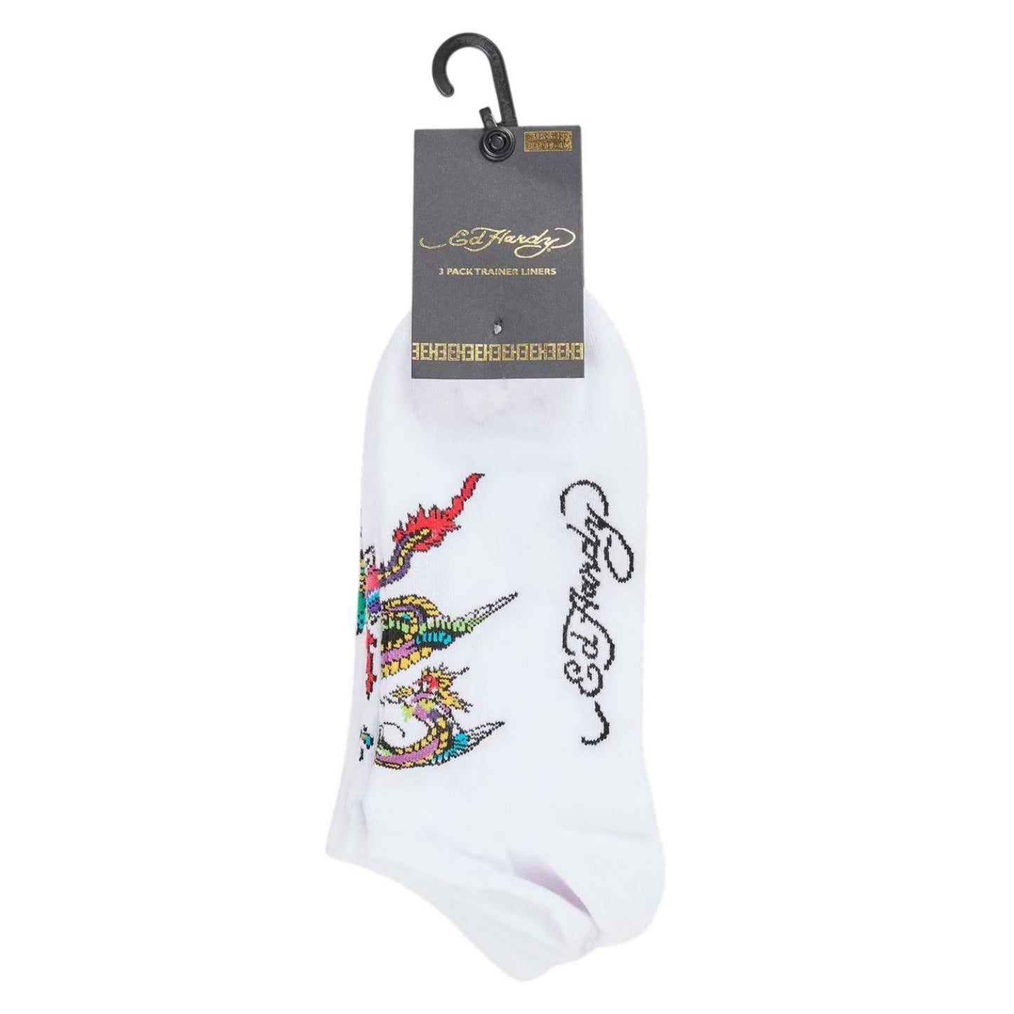 White - Front - Ed Hardy Womens-Ladies Trainer Socks (Pack of 3)