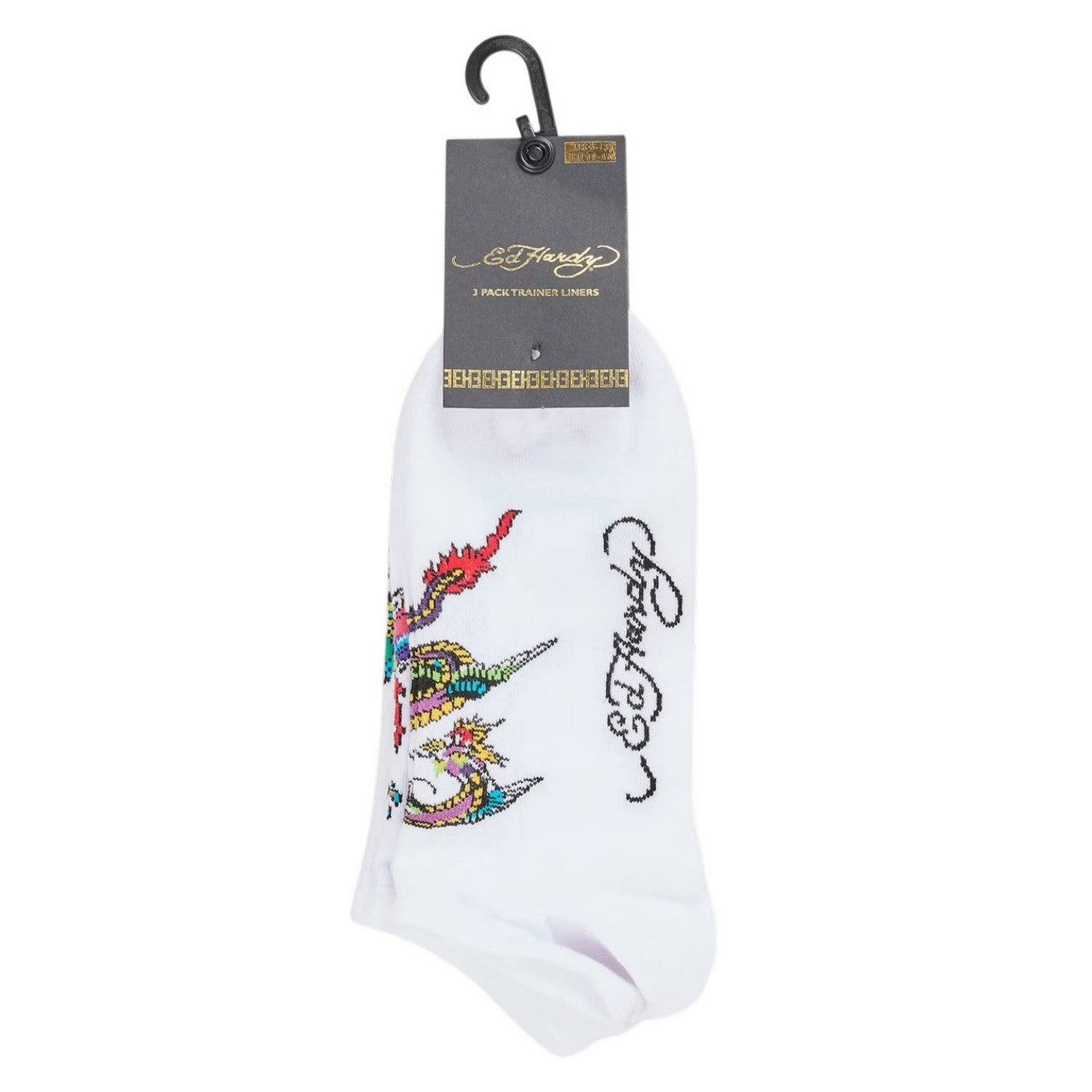 White - Front - Ed Hardy Womens-Ladies Trainer Socks (Pack of 3)