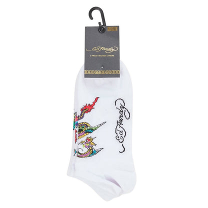 White - Front - Ed Hardy Womens-Ladies Trainer Socks (Pack of 3)