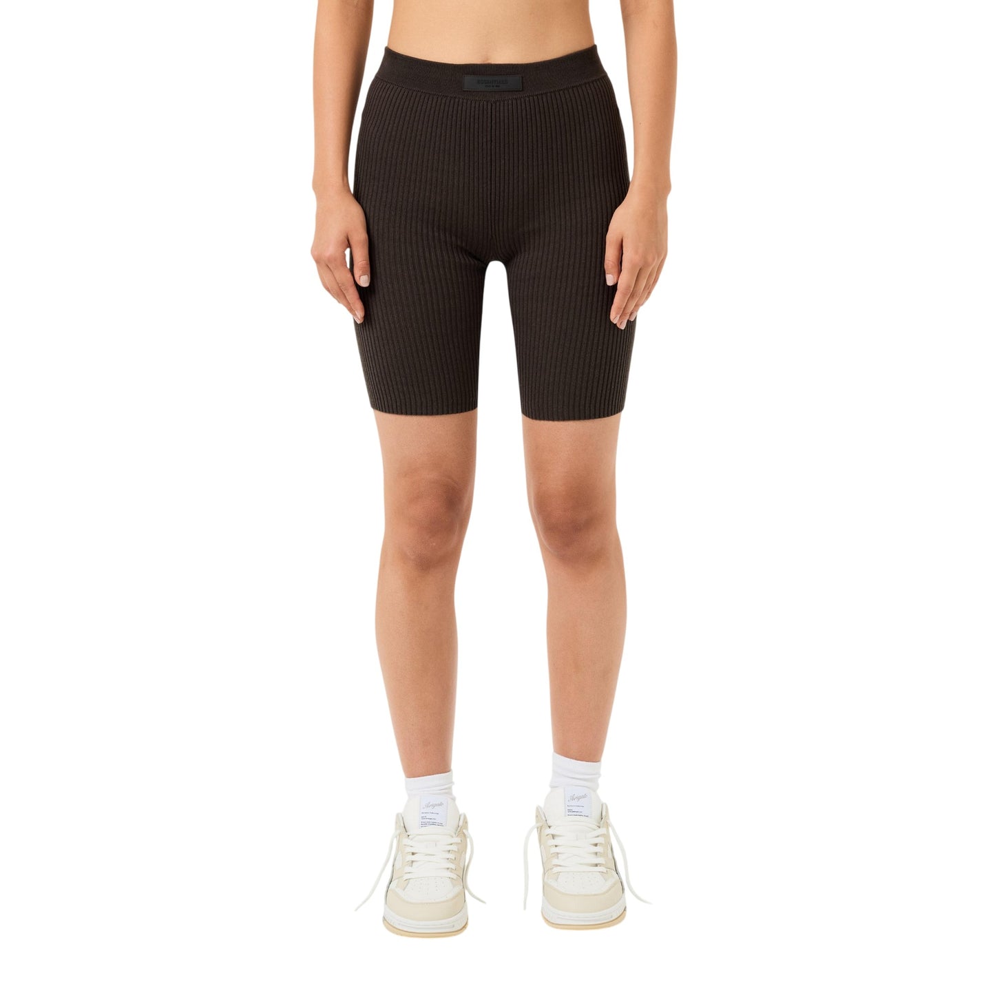Off Black - Side - Fear Of God Essentials Womens-Ladies Ribbed Cycling Shorts