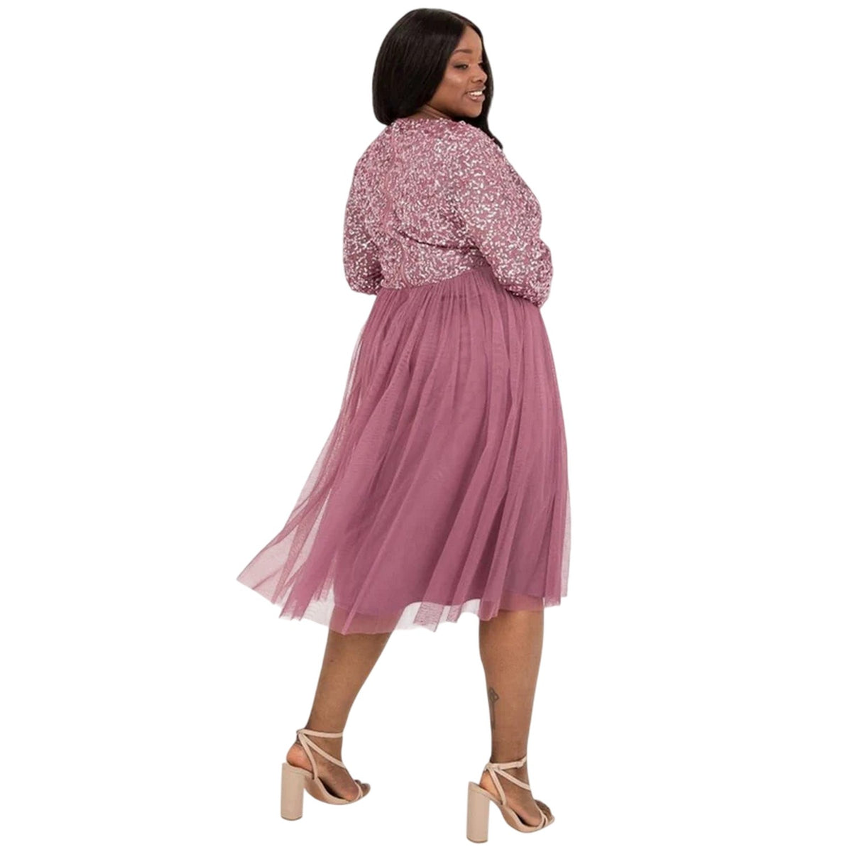 Desert Rose - Back - Deluxe Womens-Ladies V Neck Long-Sleeved Wrap Dress