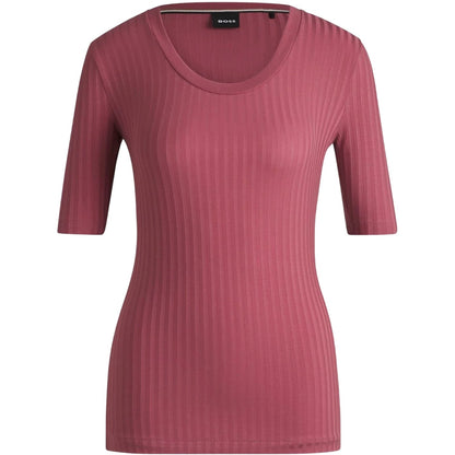 Red - Front - Boss Womens-Ladies Effilie Ribbed T-Shirt
