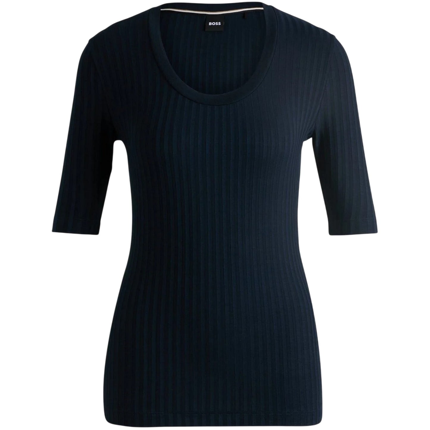 Dark Blue - Front - Boss Womens-Ladies Effilie Ribbed T-Shirt