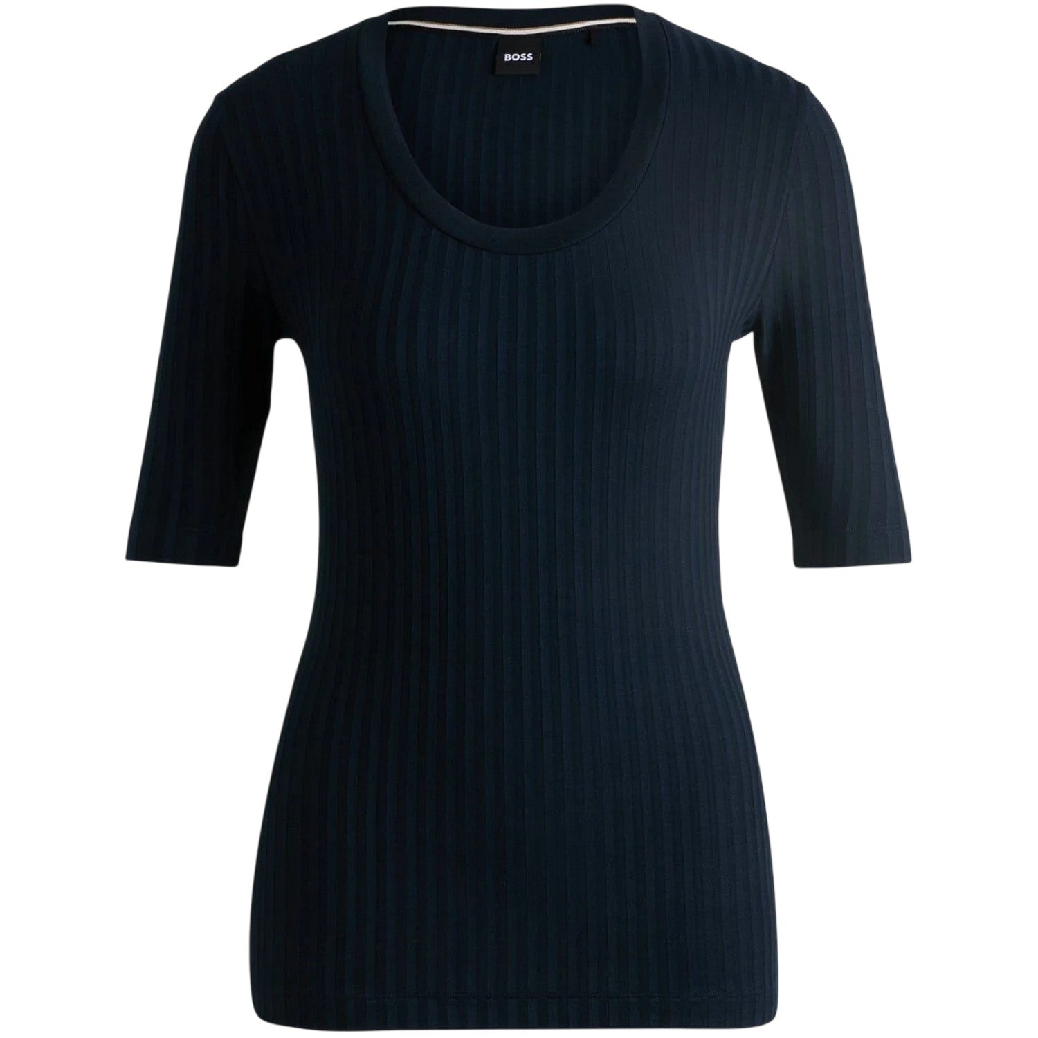 Dark Blue - Front - Boss Womens-Ladies Effilie Ribbed T-Shirt