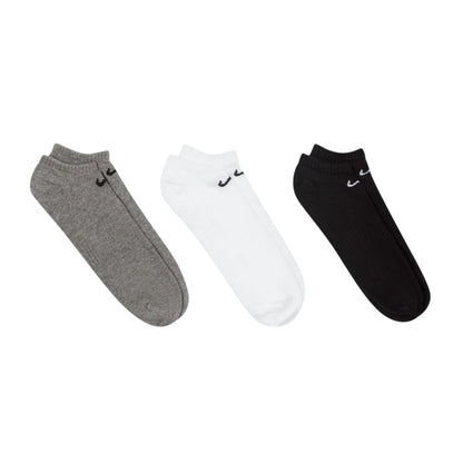 Grey-Black-White - Front - Nike Unisex Adult Trainer Socks (Pack of 3)