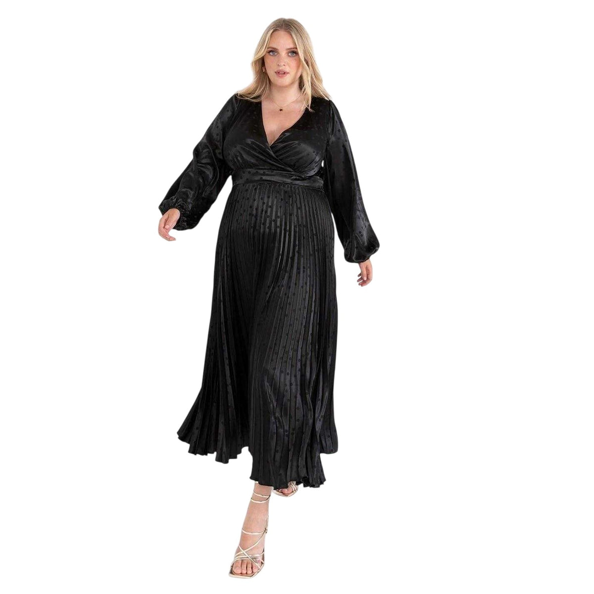 Black - Front - Lovedrobe Womens-Ladies Satin Wrap Dress