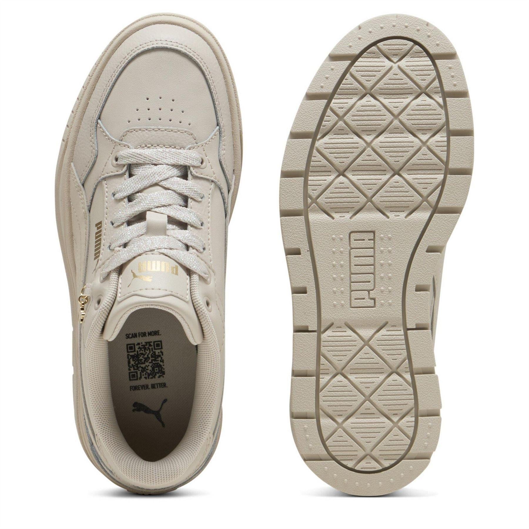 Silver - Side - Puma Womens-Ladies II Jr Low Top Platform Trainers